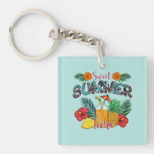 zoete zomertijd Tropische vruchten en bloemen Sleutelhanger