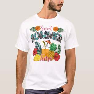 zoete zomertijd   Tropische vruchten en bloemen T-shirt