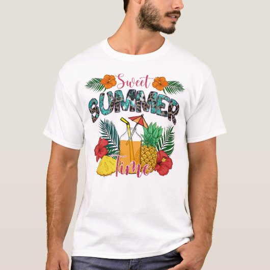 zoete zomertijd | Tropische vruchten en bloemen T-shirt (Voorkant)