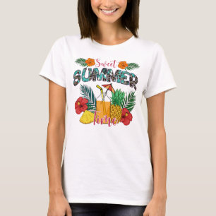 zoete zomertijd   Tropische vruchten en bloemen T-shirt