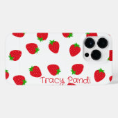 Zoete zomervibes: aardbei iPhone hoesje (Achterkant horizontaal)