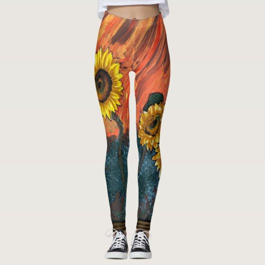 Zoete zonnebloem leggings (Voorkant)