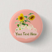 Zoete zonnebloemen gepersonaliseerd ronde button 3,2 cm (Voorkant)