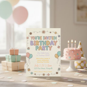 Zoete & Zonnige Retro Vilt Letters 1e Verjaardag Kaart
