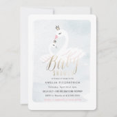 Zoete Zwaan Baby Shower Uitnodiging met Folie (Voorkant)