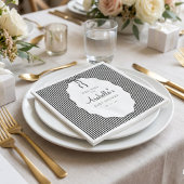 Zoete zwart gestreepte baby shower met zwarte stri servet