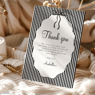 Zoete zwart gestreepte strik baby shower bedankt