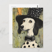 Zoete zwart-witte Polka Dot Dog in Tophat Briefkaart (Voorkant / Achterkant)