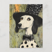 Zoete zwart-witte Polka Dot Dog in Tophat Briefkaart (Voorkant)