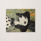 Zoete zwart-witte Polka Dot Dog in Tophat Legpuzzel (Horizontaal)