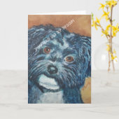 ZOETE ZWARTE HAVANEES | Wenskaart Kaart (Gele Bloem)