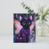 Zoete Zwarte Kat Fee Briefkaart (Staand voorkant)