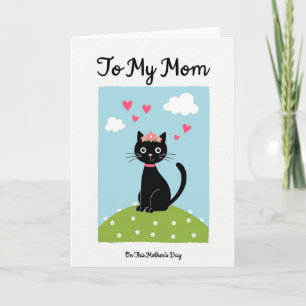 Zoete Zwarte Kat Moederdag Kaart
