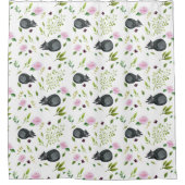 Zoete zwarte kitty katten patroon douchegordijn (Voorkant)