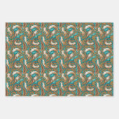 Zoete Zwemotters in Blauwgroen en Oranje Gouache Inpakpapier Vel (Voorkant 3)