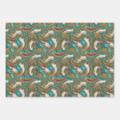 Zoete Zwemotters in Blauwgroen en Oranje Gouache Inpakpapier Vel (Voorkant 2)