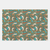 Zoete Zwemotters in Blauwgroen en Oranje Gouache Inpakpapier Vel (Voorkant)