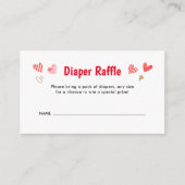 Zoeteliefje Valentijns Baby Shower Luier Raffle Informatiekaartje (Voorkant)