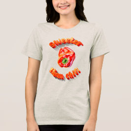 Zoeter dan chili 3D-tekst en rode potloodtekening Tri-Blend Shirt