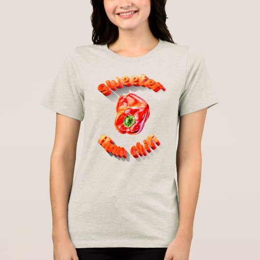Zoeter dan chili 3D-tekst en rode potloodtekening Tri-Blend Shirt (Voorkant)