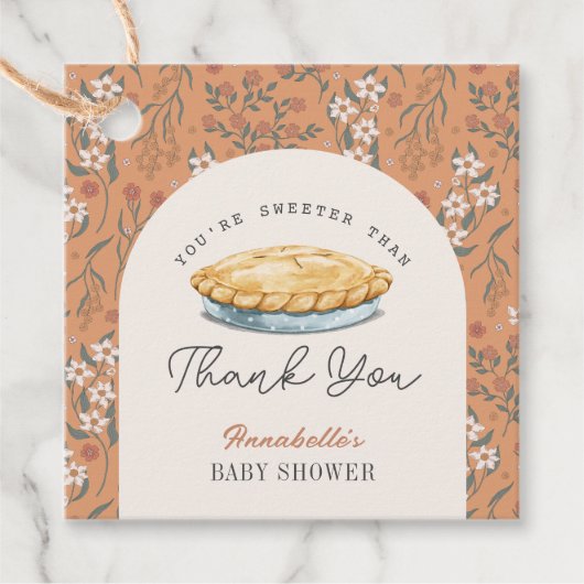 Zoeter dan Pie Floral Baby shower Dank u Bedankjes Labels (Voorkant)