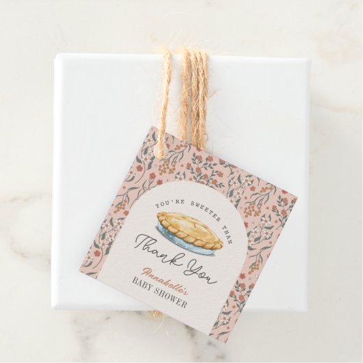 Zoeter dan Pie Roze Bloemen Baby shower Dank u Bedankjes Labels (In situ)