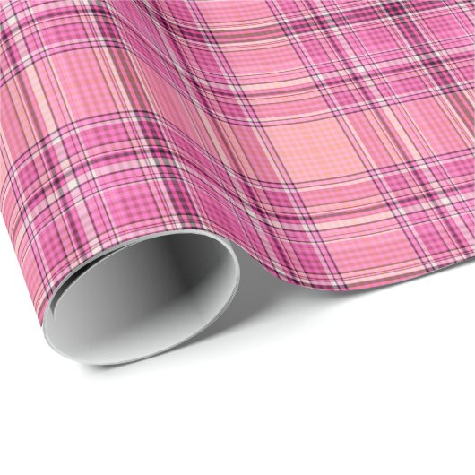 Zoeter Roze Plaid Gingham Patroon Inpakpapier (Rol Hoek)