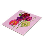 Zoeterwtenbloemen in paarse en roze tegeltje (Zijkant)