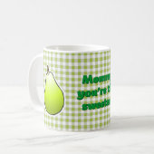 zoetgroene peer koffiemok (Voorkant links)