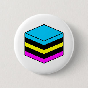 Zoethout Alle Soorten - Blauw, Geel, Magenta & Zwa Ronde Button 5,7 Cm