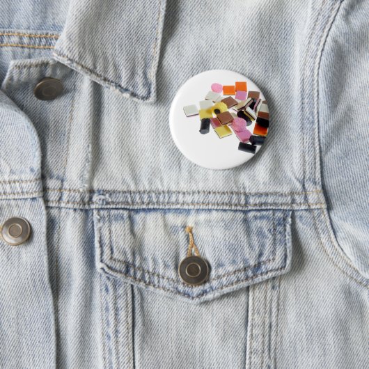 Zoethout snoep met kopieerruimte ronde button 5,7 cm (In situ)