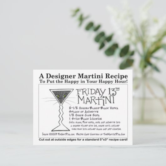Zoethout Stick vrijdag 13e Martini Recept Kaart (Staand voorkant)