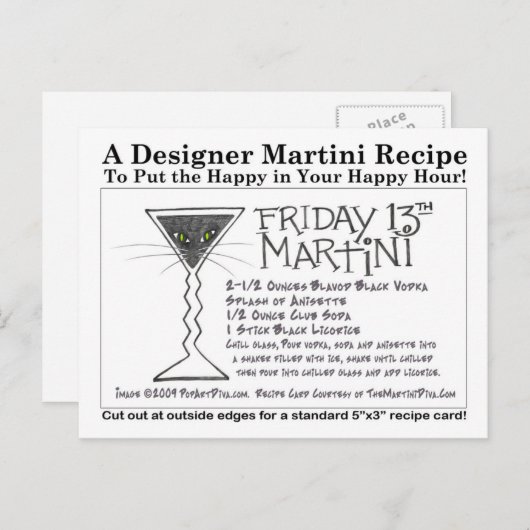 Zoethout Stick vrijdag 13e Martini Recept Kaart (Voorkant / Achterkant)