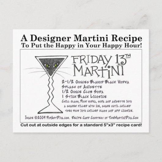 Zoethout Stick vrijdag 13e Martini Recept Kaart (Voorkant)