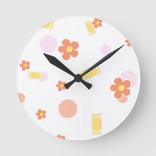 zoetigheden en bloemen ronde klok (Voorkant)