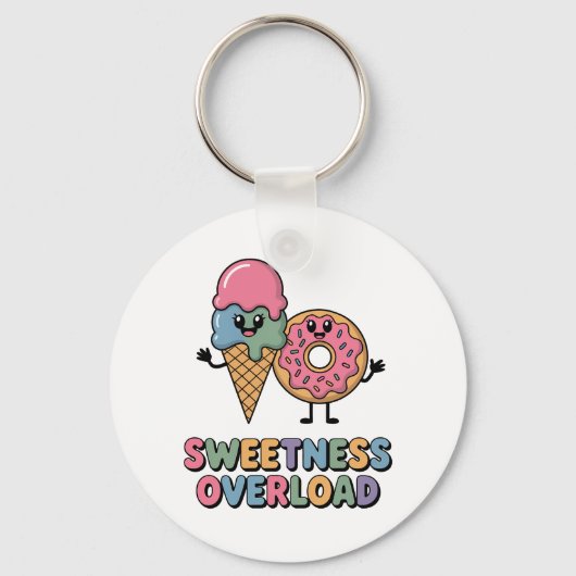 Zoetigheid Overload | Donut & Ijs Kinderen Sleutelhanger (Voorkant)
