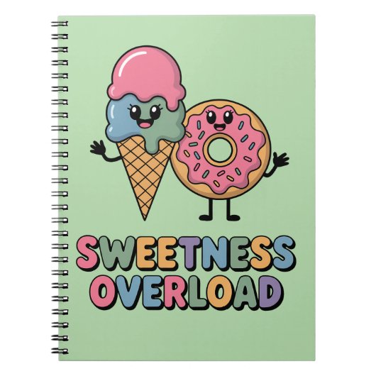 Zoetigheid Overload | Donut & Ijsje Kinderen Notitieboek (Voorkant)