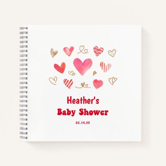 Zoetjes Valentijnsdag Baby Shower Guestbook Notitieboek (Voorkant)