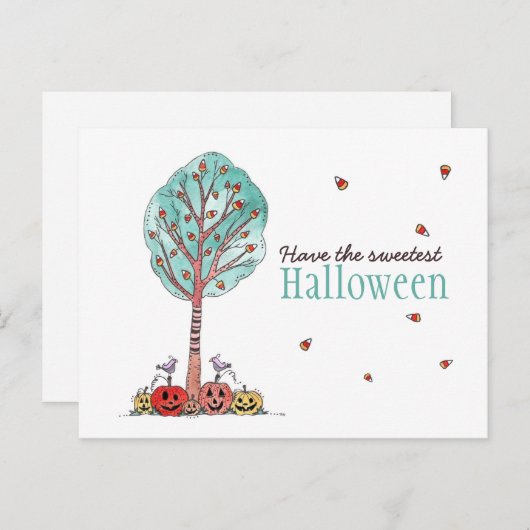 Zoetste Candy Corn Tree Halloween Briefkaart (Voorkant / Achterkant)