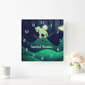 Zoetste dromen ~ Cute Sleeping Pegasus Horse Vierkante Klok (Huis)