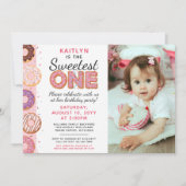 ZOETSTE EEN roze ijsdonuts eerste verjaardag foto Kaart (Voorkant)