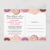 ZOETSTE EEN roze ijsdonuts eerste verjaardag foto Uitnodiging Briefkaart (Achterkant)