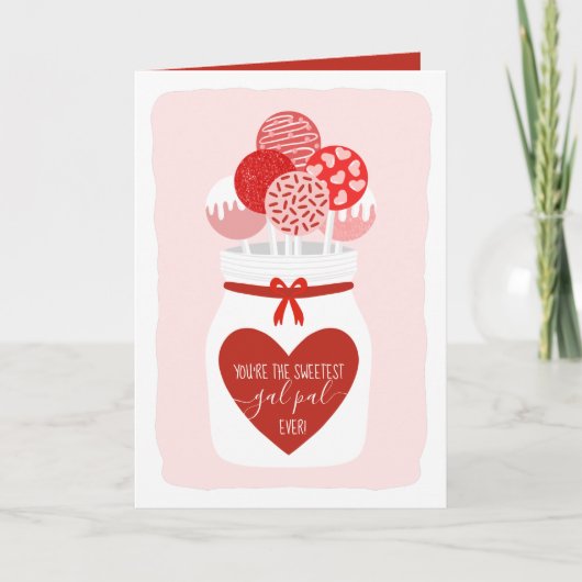 Zoetste Gal Pal Lollipop Galentine's Day Greeting Feestdagen Kaart (Voorkant)