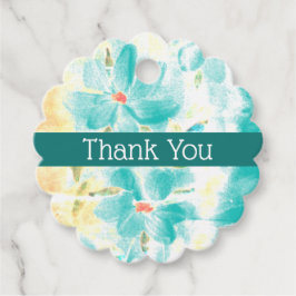 Zoetste kleine geschulpte blauwe bloem bruiloft bedankjes labels