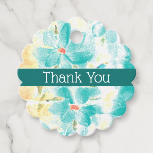 Zoetste kleine geschulpte blauwe bloem bruiloft bedankjes labels (Voorkant)