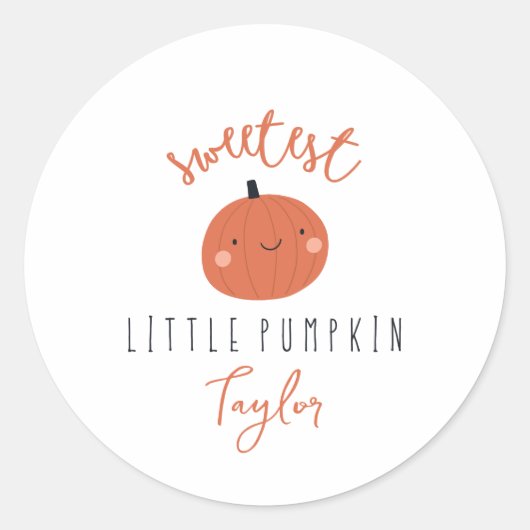zoetste kleine pompoen Custom Name Ronde Sticker (Voorkant)