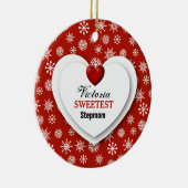 Zoetste STEPMOM Red en witte sneeuwvlokken A1 Keramisch Ornament (Rechts)