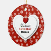 Zoetste STEPMOM Red en witte sneeuwvlokken A1 Keramisch Ornament (Links)