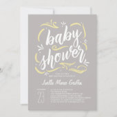 Zoetste uitnodiging voor grijs en geel Baby shower (Voorkant)
