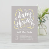 Zoetste uitnodiging voor grijs en geel Baby shower (Staand voorkant)